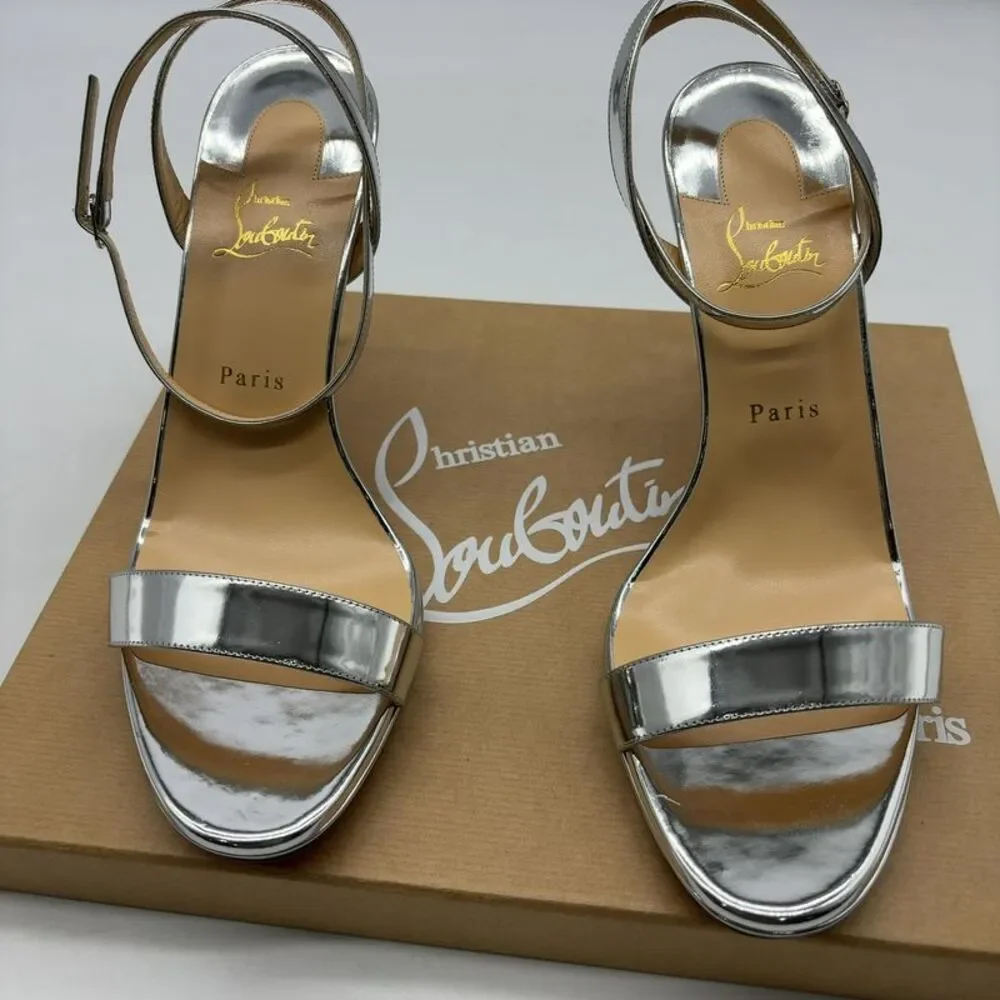 Christian Louboutin Silver Strappy Heels